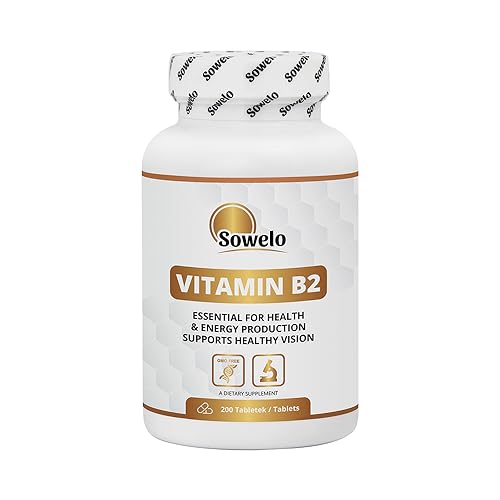 Sowelo - Vitamin B2, 200 Tabletten Vitamin B2 (Riboflavin), Hohe Konzentration 40 mg in Einer Kapseln, Starkes Antioxidans, Liefert Energie und Unterstützt die Sehkraft