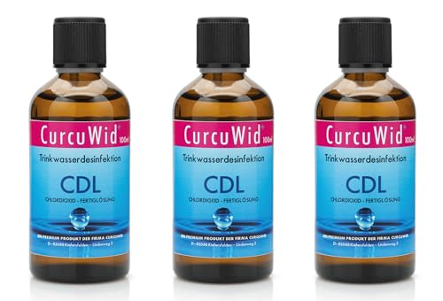 CurcuWid CDL Chlordioxid 3 x 100ml, Chlordioxid Lösung 0,3% - CDs Chlorine Dioxide Solution - Braunglasflasche