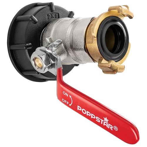 Poppstar IBC Auslaufhahn für IBC Container mit System Geka Kupplung (1 Zoll) IBC Adapter mit Wassertankdeckel und Schlauchanschluss