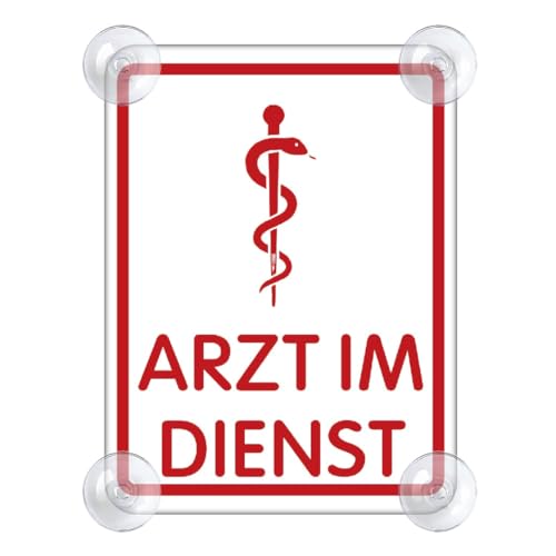 Arzt Im Dienst Schild für Auto mit 4x Saugnapf - Arzt Im Dienst Saugnapfschild aus Acrylschild - Arzt Im Dienst Autoschild für Windschutzscheibe 90x120mm
