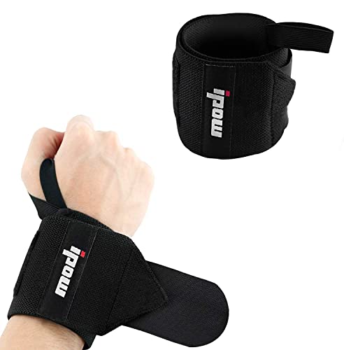 ipow 2 Stück Handgelenk Bandage Handgelenkstütze verstellbare atmungsaktive Handgelenk Schoner für Krafttraining, Sport, Fitness & Bodybuilding - Schwarz