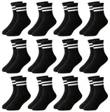 Moitiy 12 Paar Socken Jungen Tennissocken Kinder Kindersocken Jungen Mädchen Sportsocken Unisex Baumwolle Socken