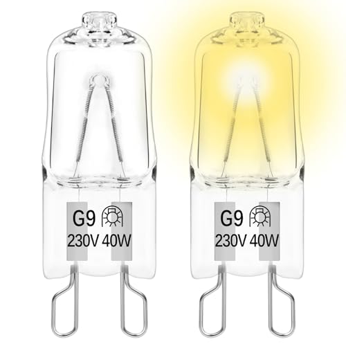 VMUTGA 2 Stück G9 Backofenlampe 40W 230V, 300 Grad Hitzebeständiges Hohe Helligkeit Oven Lampe, Halogen für Backofen, Mikrowellenherde, Tischlampen