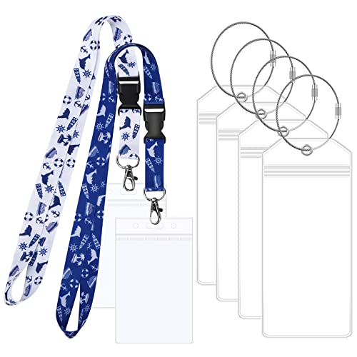 2 Sets Kreuzfahrt-Schlüsselband mit 4 wasserdichten Gepäckanhängern und Ausweishalter für Schiffskarten und Zubehör