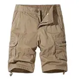 Outdoor Hosen für Herren Cargohose Herren Baumwolle Mode einfache elastische Taille Overalls Casual Hosen Shorts Herren Cargohose Cargohosen (Khaki, XXXL)