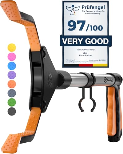 SLAH® 32" Zoll Müllzange, hilfreiche Handgreifer für Behinderte, Abfallsammler für Erwachsene, faltbare, um 360 Grad drehbare Greifhilfen (Orange, 81 cm)