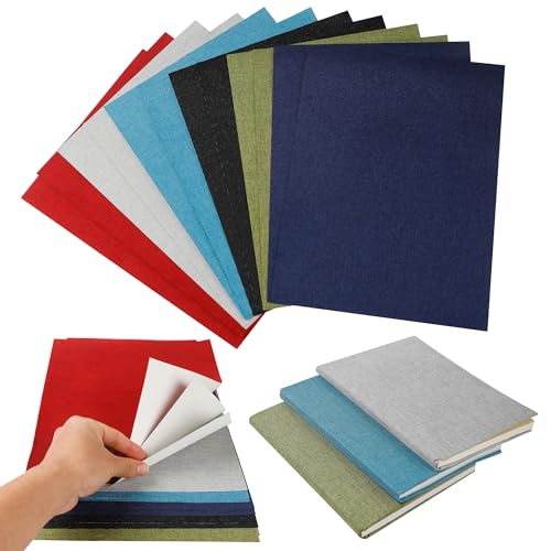 12 Stück Buchbinden zum Buchbinden, 35,6 x 25,4 cm, 6 Farben, Stoffoberfläche und Papierrückseite, Bindestoff für selbstgemachte Einbände, kein Ausfransen, vorgeschnitten und gebrauchsfertig (A)