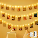 CNMTCCO 100 LED 10M Foto Lichterkette, batteriebetriebene Lichterkette,mit 50 Clips hängenden Fotos,mit Fernbedienung 8 Lichtmodi für Schlafzimmer Hochzeit Party Geburtstag Weihnachten Dekoration