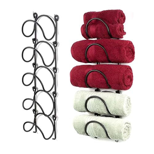 Handtuchhalter aus Schmiedeeisen aus Metall für Badezimmer, Wanddekoration, gebogenes Finish, Badezimmer-Organizer