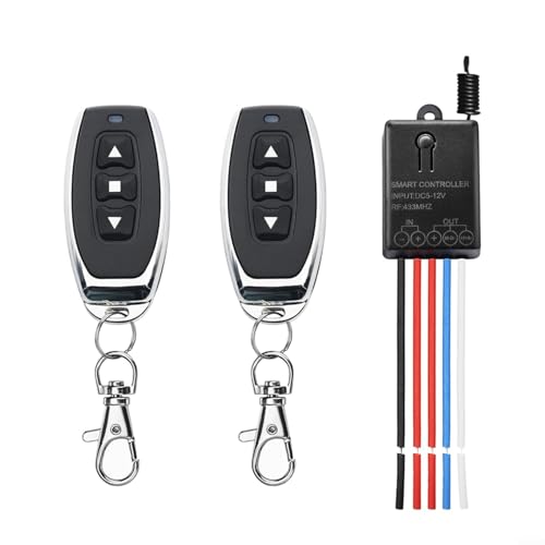 Funkmotor Controller 2 Wege Mini Fernschalter DC 5V-24V 20A für Linearantrieb, Linearaktor Fernschalter, mit RF Fernbedienung