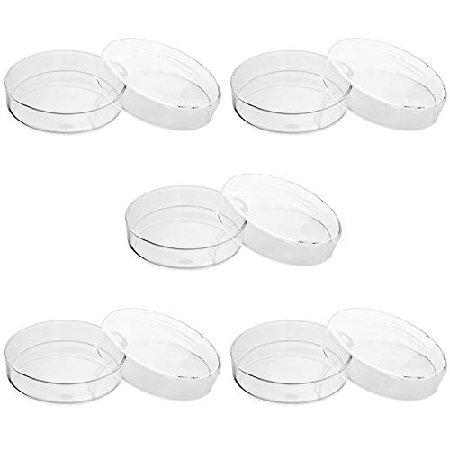 QWORK® Glas Petrischalen mit Deckel, Hochborosilikatglas Sterilisierte Petrischale für Laborkultur, 90mm x 20mm, 5 Stück