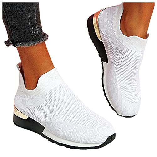 Fannyfuny Sneaker Ohne Schnürsenkel Damen rutschfeste Stoßdämpfende Athletische Schuhe Plateau Schutzschuhe Komfortabel Walkingschuhe Freizeitsportschuhe Plate Schuhe für Gehen Laufen Joggen Sports