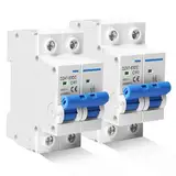 2 Stück DC Trennschalter PV Anlage, 500V 40A 2 Polig Solar Leitungsschutzschalter, Sicherungsautomat Schutzschalter für Photovoltaik-Systeme, Schutzluftschalter 35mm DIN-Schienenmontage