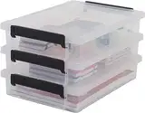 Iris Ohyama A4 Kunststoff-Aktenaufbewahrungsbox, 4L, 3er-Set, Transparent, Schnappverschlüsse, Papier und Dokumentenorganizer, Stapelbar, Für Büro, Basteln, Spielzeug & Spiele, Schulbedarf LLB-A4