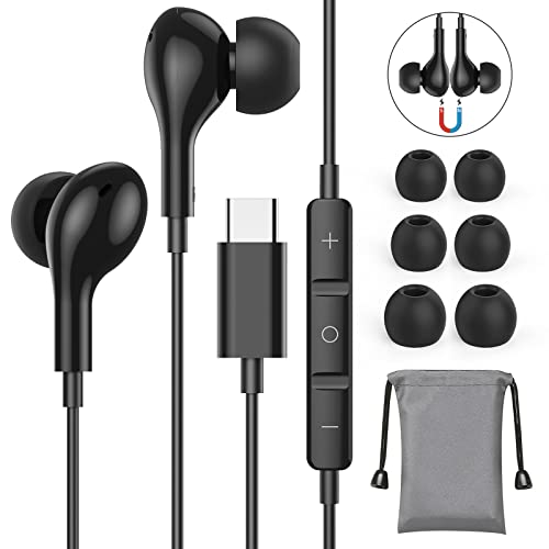 USB C Kopfhörer, In Ear Kopfhörer USB C Anschluss Magnetische USB C Headset, Typ C Kopfhörer für Samsung A54 A53 S24 S23 S22 S21 für iPad Pro 2022 Huawei p40 Google Pixel 8 7 6 für iPhone 15 Serie usw