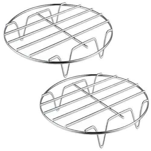 2 Stück Edelstahl Einlegerost Dampfrost, Kochständer Eier-Dampfgestell, Rund Topfuntersetzer Steamer Rack, Dämpfeinsatz Für Kochtöpfe Töpfe Abkühlgitter Kuchengitter (15 * 4.5CM)