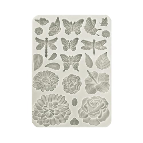 Stamperia - Silicon Mould A5 for Scrapbooking, Bullet Journals and More, Butterflies and Flowers, Non-Stick, Suitable for Air-Dry Clay and More, Perfect for Crafts and Gifting (Secret Diary)