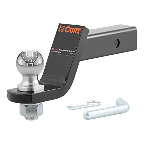 CURT 45056 Anhängerkupplungs-Halterung mit 5,1-cm-Kugel und Sicherungsstift, passend für 5,1-cm-Aufnahmen, 3,402 kg Zuglast, 10 cm Absenkung, schwarz glänzend pulverbeschichtet
