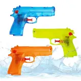 3X Wasserpistolen Set 15 cm für Kinder & Erwachsene - mit hoher Reichweite - Wasserspritzpistole Spritzpistole klein mini für Kinder