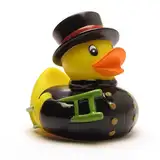 DUCKSHOP I Badeente Schornsteinfeger I Quietscheente Kaminkehrer I L: 7,5 cm - inkl. Gummienten-Schlüsselanhänger im Set