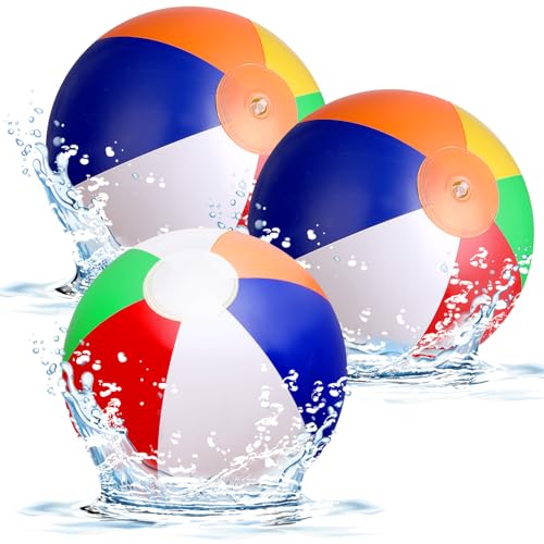 Abeillo Wasserball Aufblasbar, 3 Stück Aufblasbare Wasserbälle Dia. 33cm Inflatable Strandbälle, Schwimmball, Wasserball für Beach Balls Pool Party - Kinder und Erwachsene (13 Zoll)