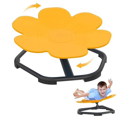 UISEBRT Karussell Autismus Kinder Drehstuhl Sensorischer Karussellstuhl Kinderdrehstuhl Spielzeugstuhl Training Physische Koordination und Gleichgewicht Balance Drehhocker Drehkarussell (Gelb)