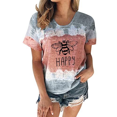 Generisch Sport Oberteile Damen Kurzarm Locker Frauen Sommer V-Ausschnitt T-Shirt Tops Casual Trendy Loose Fit Tunika T-Shirts Damen Sexy Kurzarm Bequeme Blusen Sommer T-Shirt Damen (Grey, M)