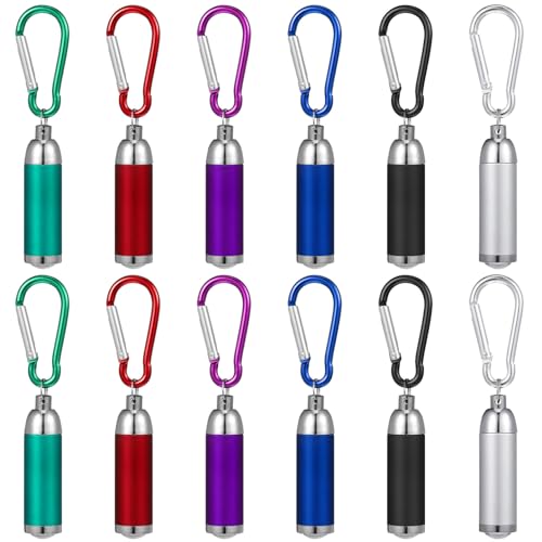 Garneck 12 Stück Mini Kleine Schlüsselbund Taschenlampe Camping Taschenlampe Mini Taschenlampe Legierung Taschenlampe Kletterhaken Führte Schlüsselbund zum Wandern im Freien