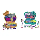 Polly Pocket GTN13 - Corgi-Hundehotel Schatulle im Haustierhotel-Design, kleine Polly und Shani Puppen & HCG16 - Otter Aquarium, Aquarium-Thema mit Micro Polly & Nicolas Puppen