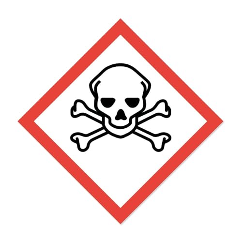 Gefahren-Aufkleber I Wetterfeste Folie mit UV-Schutzlaminat I Gefahrenstoff-Symbol mit GHS06 Giftig-Bezeichnung I 10 x 10 cm I GHS-Kennzeichnung I Warnung I Achtung I Hinweis I hin150