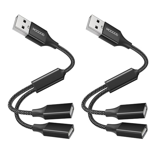 MOGOOD USB Splitter Kabel USB Y Splitter Adapter Dual USB 2.0 Netzkabe lweiterung für Lade/Daten übertragung Dual Double USB Port Extender Hub Extra Multiport Data Split Adapter für Laptop/Mac/Auto