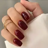 BETESSIN 24 Stück Press On Nails Kurz Eckig - Nägel zum Aufkleben Rot Einfarbig - Red Fake Nails Short - Künstliche Fingernägel zum Aufkleben - Full Cover Kunstnägel für Frauen