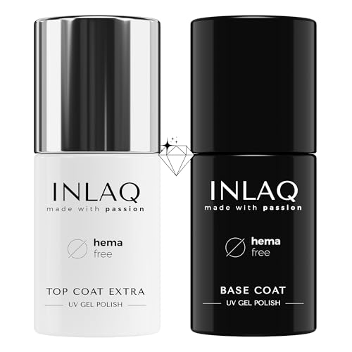 INLAQ® HEMA Free Top Coat Extra + Base Coat | Komplett-Set für Top & Base für Hybridlacke 2x6ml