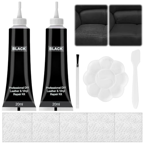 TZQFROCE Leder Reparatur Set 2 Stück Lederreparatur Creme Lederreparaturset Schwarz Lederfarbe Reparieren Lederfarbe Schwarz für Sofa Lederjacke Autositz Schuhe Mäntel