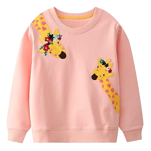 Codkkre Sweatshirt Mädchen Pullover für Kinder Süß Cartoon Sweater Mädchen Langarmshirts aus Baumwolle Alter 2-7 Jahre, 110, Stil 4