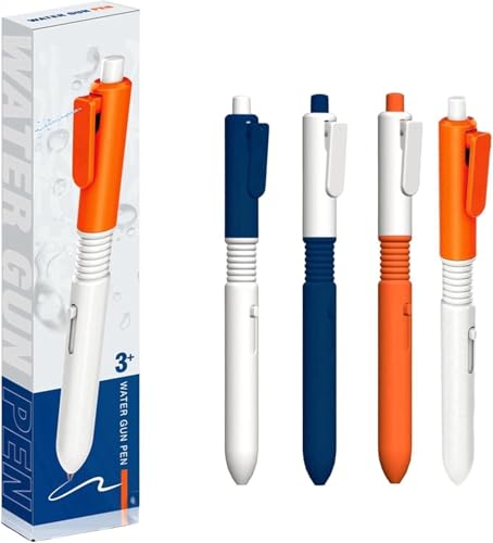 Aceirropy 4 Stück Spritzstifte,Wasserkampf Spiel,Witziger Wassersprühstift,Streich Squirt Stift,2-In-1 Wasserspeiender Beschreibbarer Stifte,Lustige Streicherwechselstift Mit Wasserspray