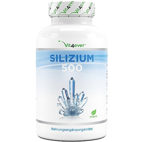 Silizium - 240 Kapseln mit 500 mg organisches Silicium pro Tag - Premium: Natürlich gewonnen aus Bambusextrakt - Hochdosiert - Vegan - Laborgeprüft