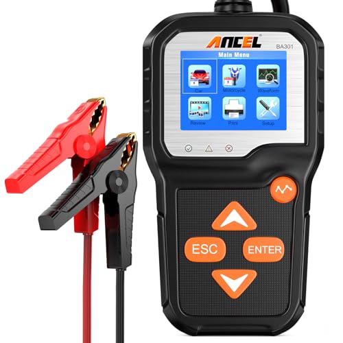 ANCEL BA301 Batterietester KFZ 6V/12V 100-2000 CCA Autobatterie Tester mit Batterieladetest Anlasstest Batterieprüfer Funktion, Digitaler Autobatterie-Analysator für PKW LKW ATV SUV Boot Moto