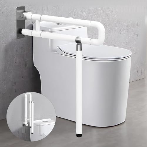 Haltegriff für Senioren, Behinderten WC Haltegriff Klappbar aus Edelstahl, Aufstehhilfe Toilette, Rutschfest mit 350 kg Tragfähigkeit