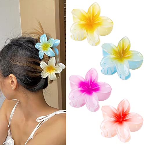 4 Stück Hawaii Haarspangen Blumen Haarspange Strandblumen Haarklammer Kopfschmuck für Mädchen und Frauen Strand Party Pool Urlaub 8cm