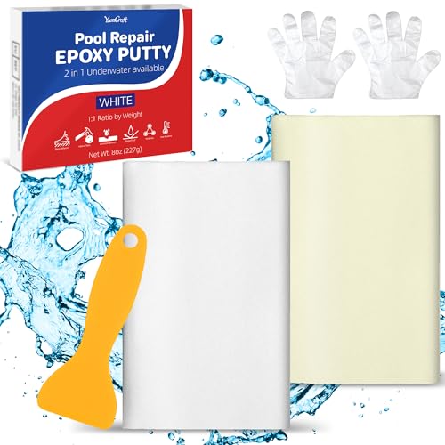 Epoxidharz Knete - 227g Epoxid Pool Reparaturset Unterwasser oder Darübe für Reparieren Lecks, Rissen, Füllen, Modellieren - Epoxy Knete Metallkleber Knetmasse für Metall, Keramik, Fliesen (Weiß)