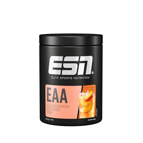 ESN EAA, Peach Iced Tea, 500 g, feines Amino-Pulver mit 8 essentiellen Aminosäuren, ideale Löslichkeit, vegan, geprüfte Qualität - made in Germany