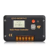 ECO-WORTHY 30A Laderegler Solar 12V/24V, Solar Laderegler Intelligenter Regler mit zwei USB-Anschlüssen Solarbatteriecontroller LCD-Display