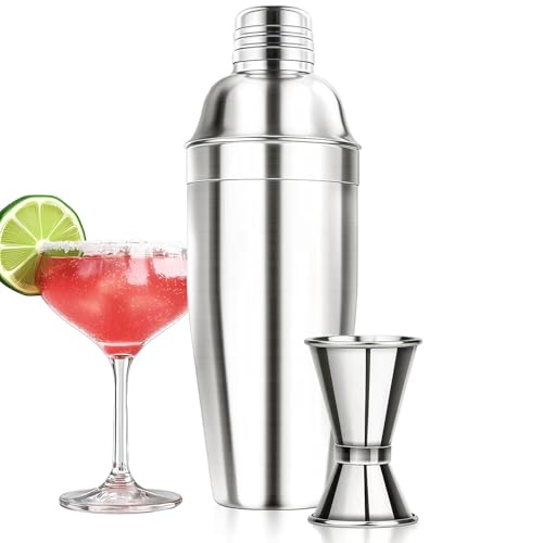 Cocktail Set 25 oz / 750 ml, Cocktail Shaker Edelstahl Cocktail Shaker Mixer Eingebautes Barkeeper Sieb mit Messbecher 15/30 ml Trinkbar-Set Zubehör für Bar, Startseite, Partei