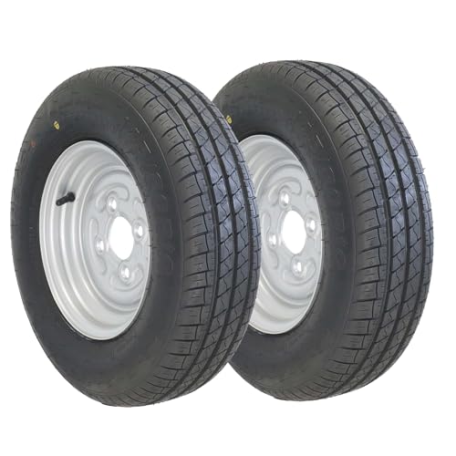 The Drive | 2x Komplettrad 145/80 R10 84N XL M+S für kleine Pkw-Anhänger | Felge 3,50x10 ET0 / ML60 – Lochkreis 4x100 | Tragkraft je 440kg – max. 140 km/h | mit Felge