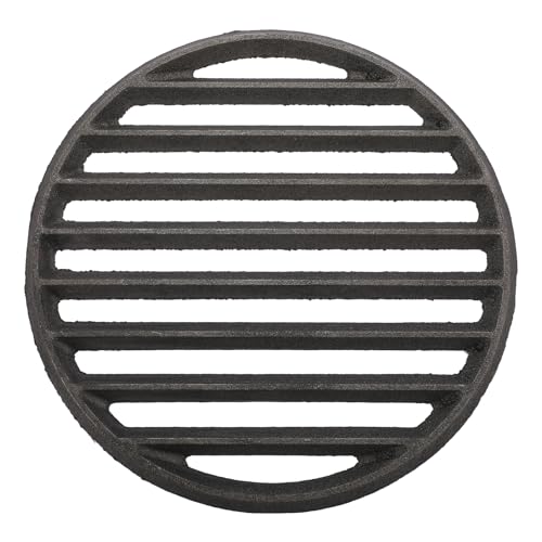 SUMTree Rund Gusseisen Grillrost Verdickter Gitterrost Schwarz Gussrost Haltbar Ofenrost Tafelrost Kohlerost Ascherost Kaminrost Feuerrost für Grill und Kamine Durchmesser 27,5 cm leicht zu bedienen