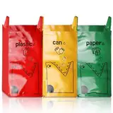 3 Pack Mülltrennsystem, Müllsäcken für Mülltrennung, Recycling System, Taschen Recycling Behälter, Extrem formstabil, XL extra groß Altpapier-Sammler für Küche Haushalt Büro (Type B)