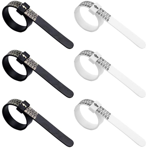 6 Ring Ringmesser Finger,Größenmesser,Ringschablone,Ring Sizer Set Ringstock zum Messen von Ringdurchmessern,Größenstandard UK, EU, USA