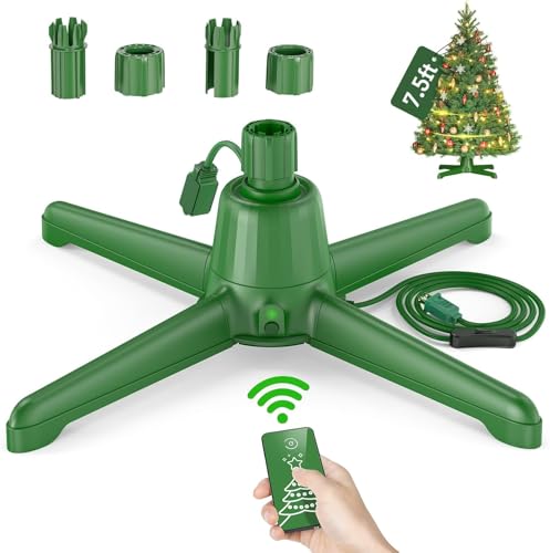 Springlift Drehbarer Weihnachtsbaumständer, UL-zertifizierte, verstellbare Baumständer mit Fernbedienung für bis zu 2,3 m 40,8 kg Kunstbaum, langlebige 3 Lichtausgänge mit bis zu 625 Watt Leistung