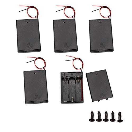 JustYit 5 Stück 3XAA Batteriehalter mit Schalter Batterie Aufbewahrungsbox Batteriebox mit Schalter Gehäuse Kunststoff Akku Aufbewahrungsbox Batteriehalter für 3 x 1,5V AA Batterie Halterung 4.5V